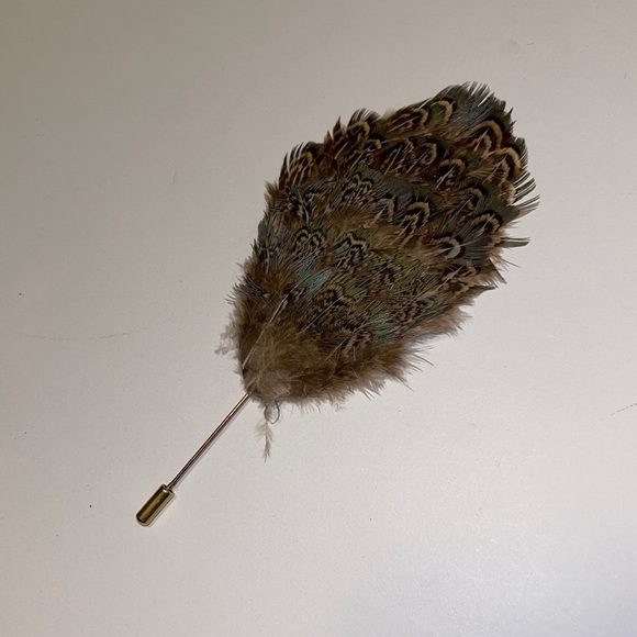 Vintage Blue and Brown Feather Hat / Scarf Pin - Picture 2 of 6